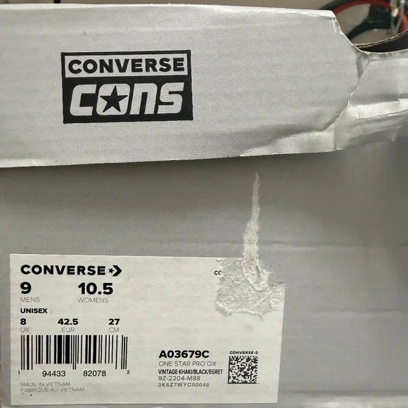 Unisex‎ Converse Star Pro Oxvintage Low Top Khaki Brown  Men’s Size 9 - Picture 8 of 8